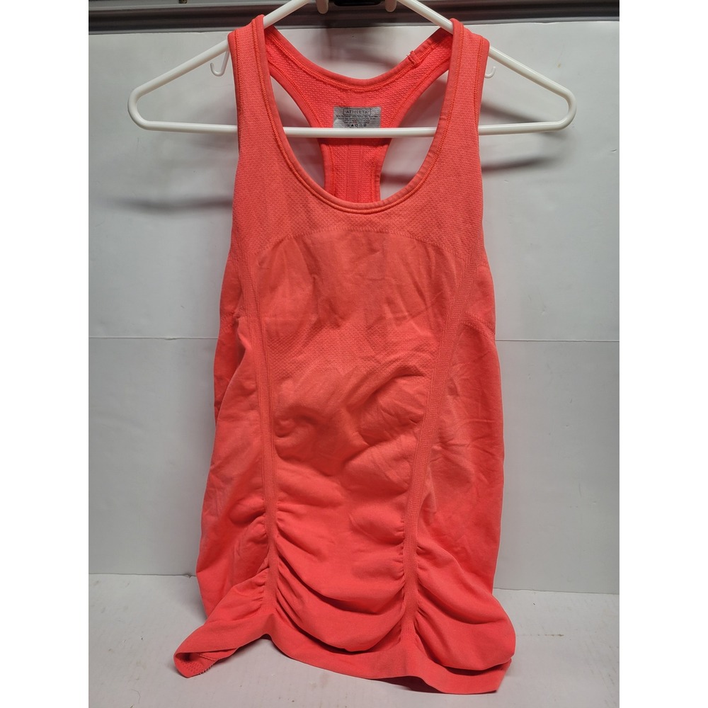 Athleta Momentum Ruched Tank Top‎ Coral Orange Seamless Racerback 643266 Mens M